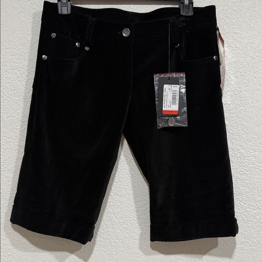 New Patrizia Pepe Black Velvet Women's Shorts